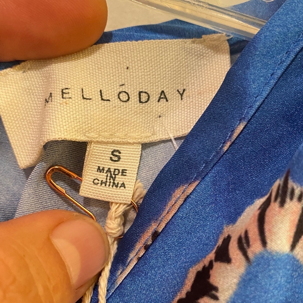 MELLODAY Blue Floral Asymmetrical Midi Skirt - Picture 2 of 12